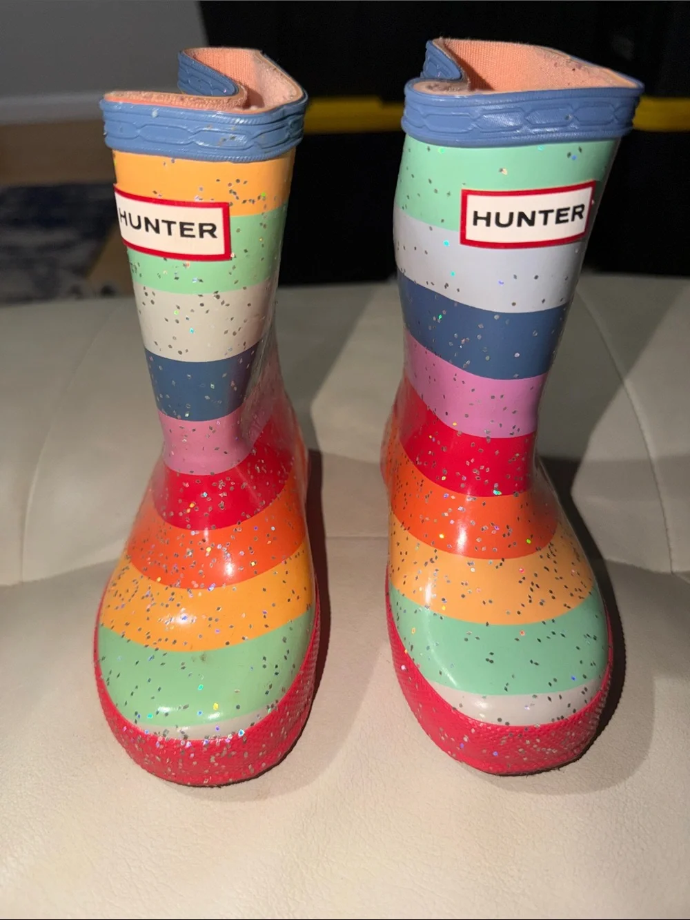 Hunter Kids' Rainbow Stripe Gloss Rain Boots - Multi